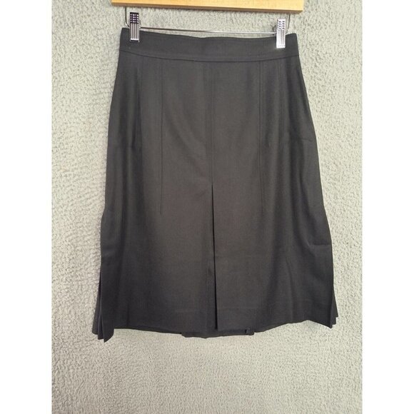 Akris Punto Wool Blend Knee Length A-line Midi Skirt Black Womens Size US Sz 6 - Picture 1 of 11